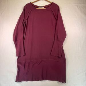 Elaine Kim Burgundy Relaxed Long Sleeve Stretch Sweater Mini Dress Size Small